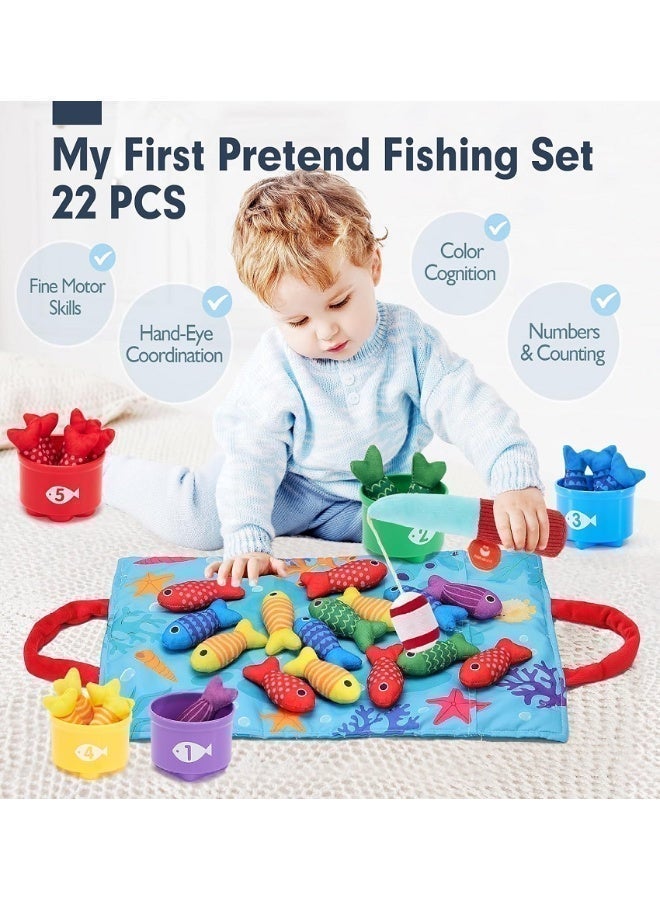 10in1 Cloth Fishing Game for Toddlers with Stacking Cups, Number Counting, Color Sorting, Shape Learning, Montessori Toys for 6+month  Boy Girl Birthday Gift - Image 2